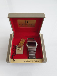 Rare stainless steel Hamilton LED watch with box
